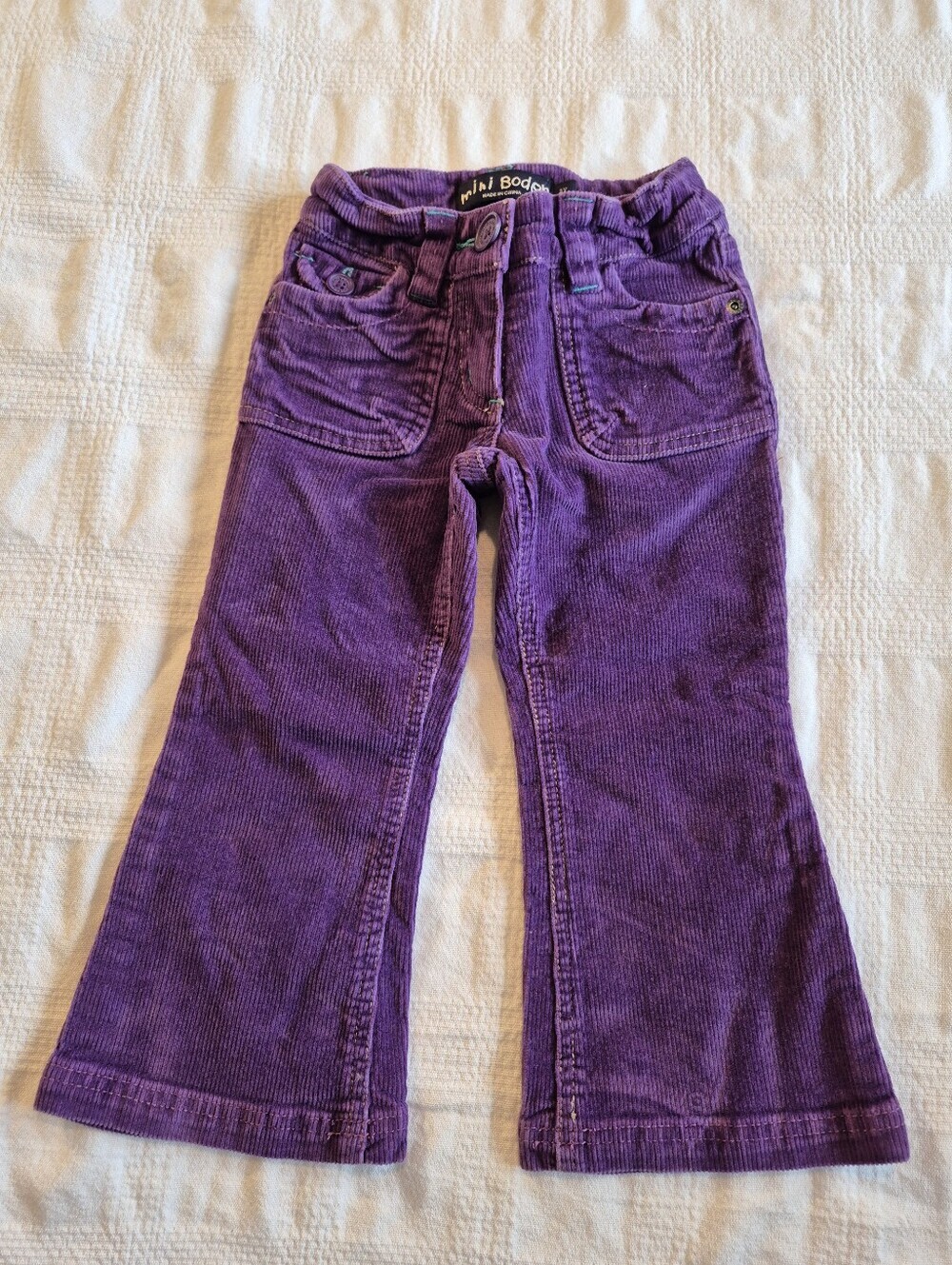 Mini Boden girls 3 years purple stretch corduroy pants VGUC